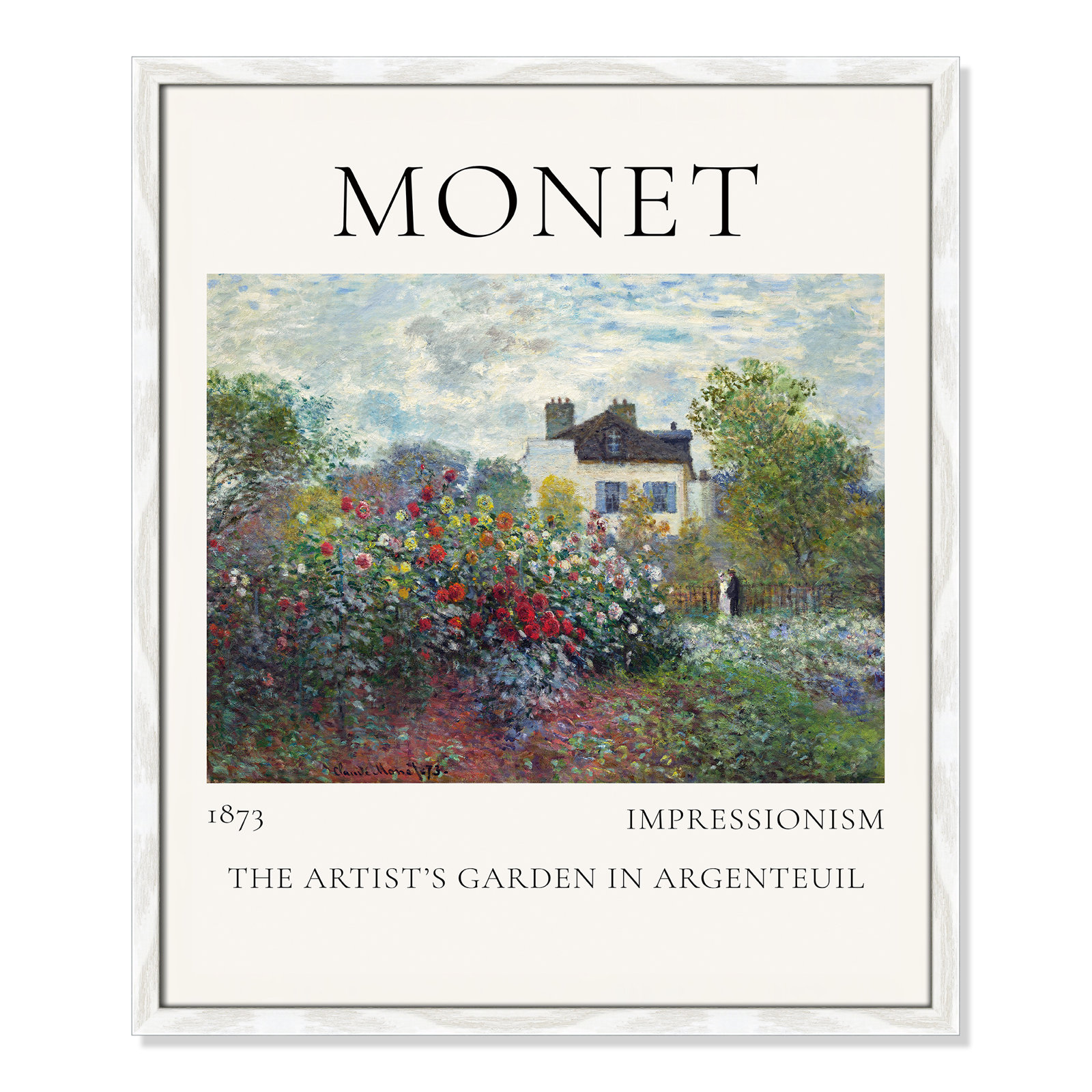 Rocchetto "Artists Garden in Argenteuil" Print, White Single Picture Frame, No, 25.5" H x 21.5" W x 0.75" D