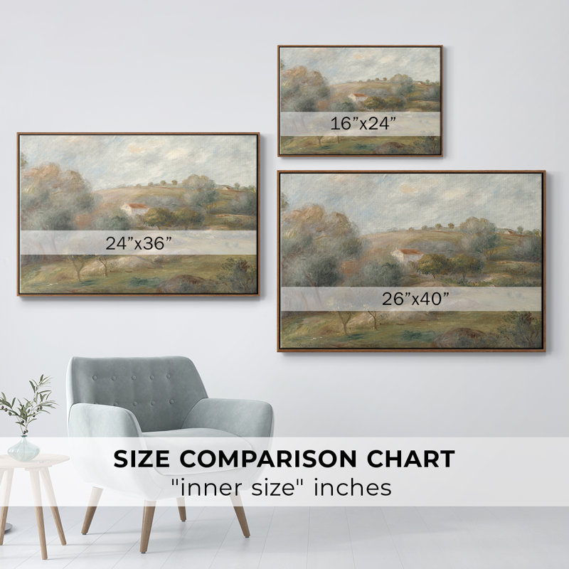 Paysage rétro - CDL XXXIV - impression, Toile avec cadre noyer, H 27 po x l 41 po x P 2 po