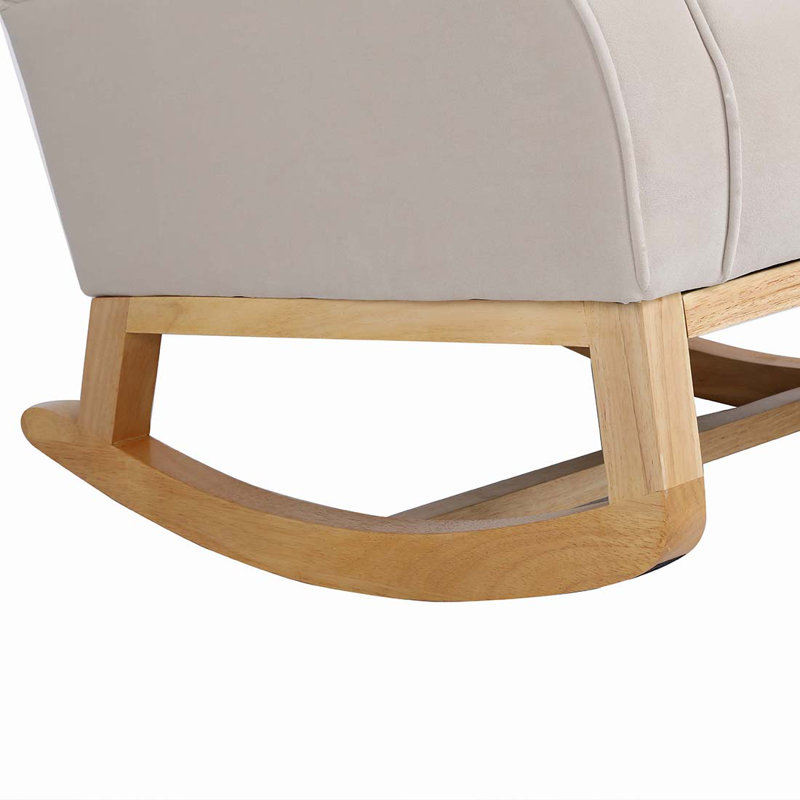 Jeffren Velvet Rocking Chair, Beige