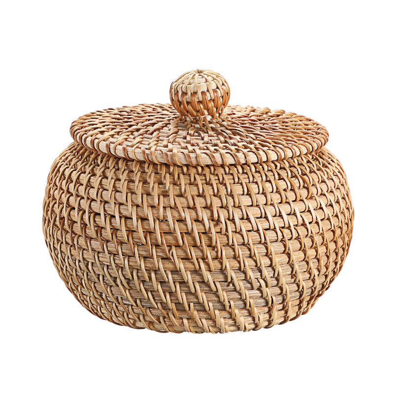 Round Rattan Boxes with Lid