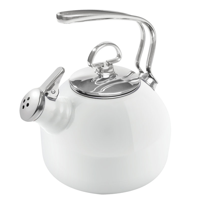 Chantal Classic 1.8 Quarts Stainless Steel Whistling Stovetop Tea Kettle, White