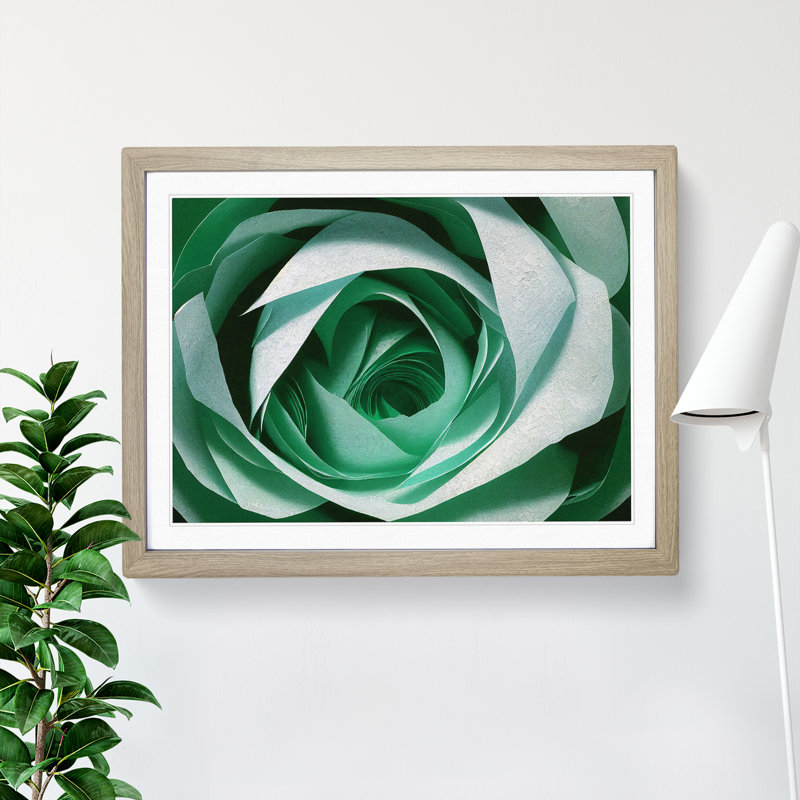 Glorious Rose Flower - Framed Print, 46cm H x 64cm W x 2cm D, Oak