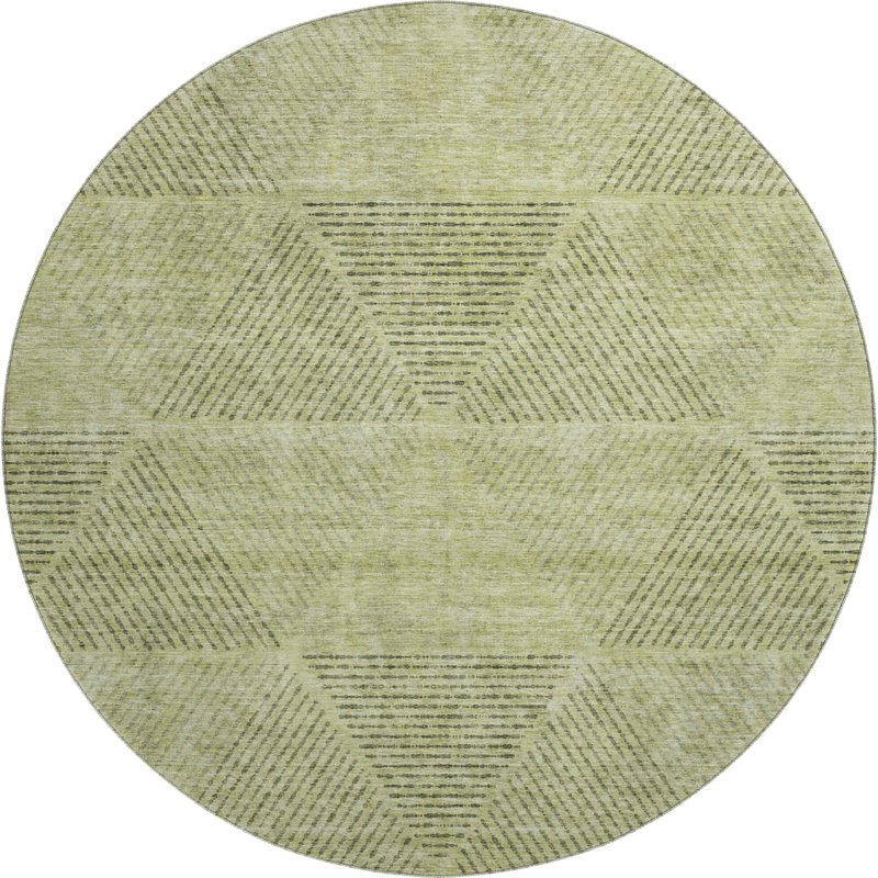 Premium Machine Washable Prisco Aloe Rug, Round 8'