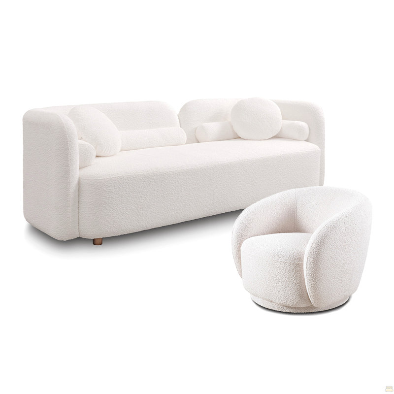 Modern Couch, Boucle Fleece Upholstered Couch