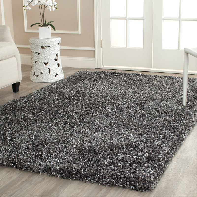 Delane Handmade Tufted Charcoal Area Rug, Rectangle 3'6" x 5'6"