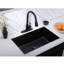 Évier de cuisine encastré noir 32 pouces à cuve simple profonde en acier inoxydable, grande échelle de calibre 16 noir industriel à zéro rayon de bronze industriel avec égouttoir et grille inférieure