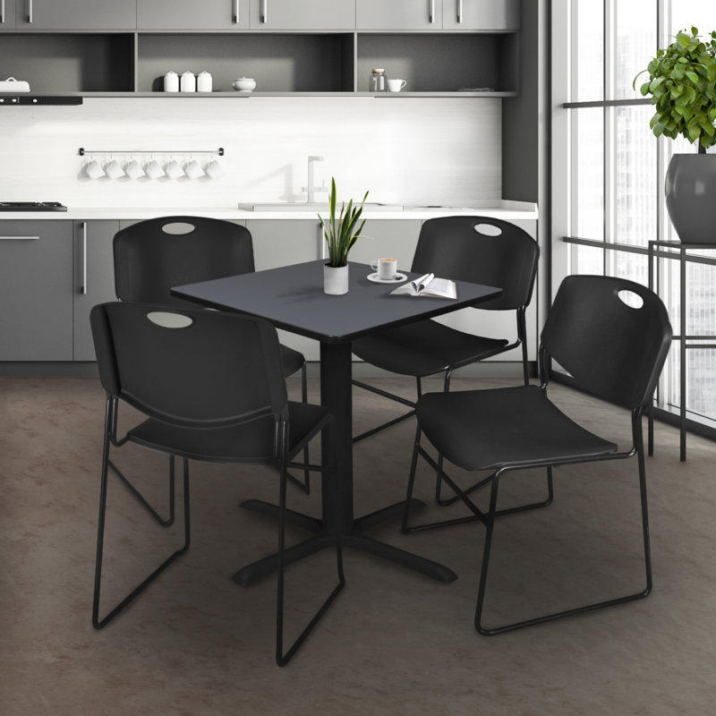 Table de salle à manger Neyland Cain, Gris, 29" H x 30" L x 30" W, Black