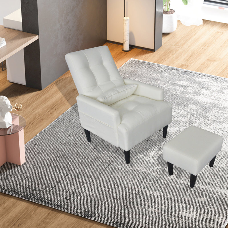 Canapé inclinable moderne avec repose-pieds, Tissu blanc crème