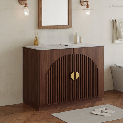 36'' Freestanding Brown Bathroom Sink Cabinet, Only Single Bathroom Vanity Base, No Sink