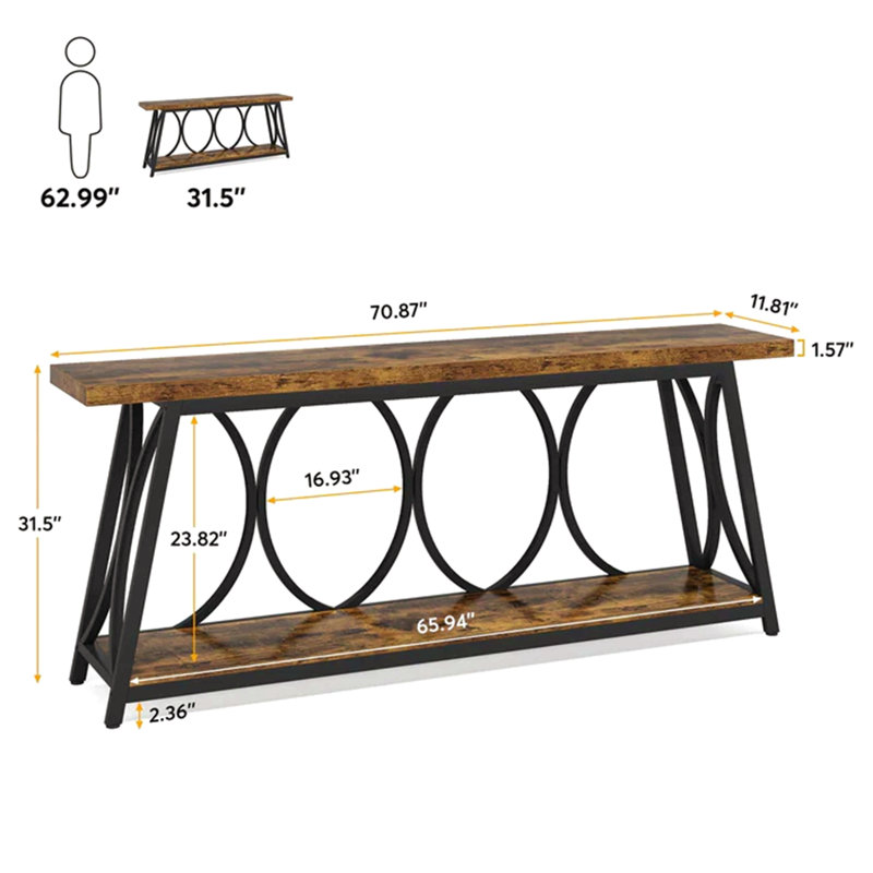 Table de couloir, console rétro, table de canapé robuste