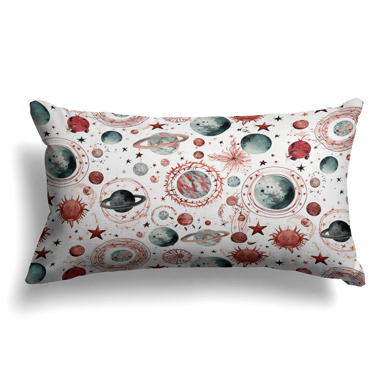 Space Fusion  Rectangular Throw Pillow, Green/Red