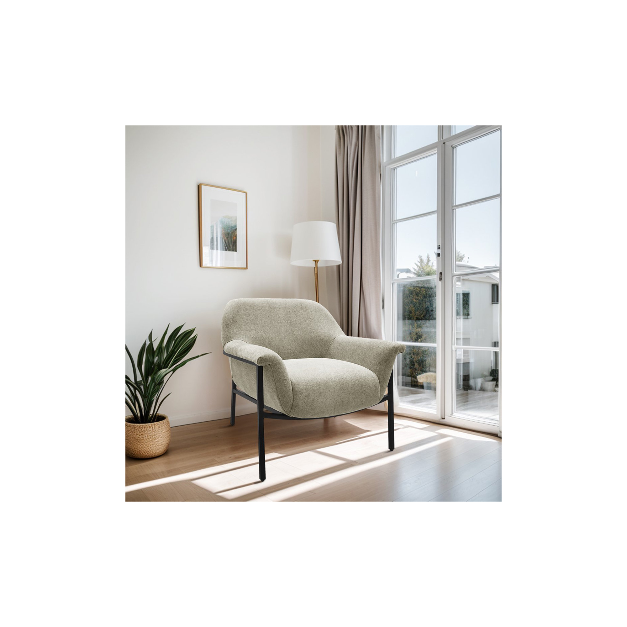 Starnisha Accent Chair, Beige Polyester