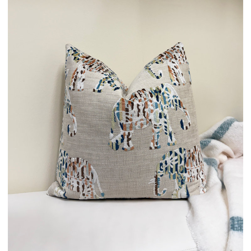 Elephant Velvet Throw Pillow Cover, 22"H x 22"W