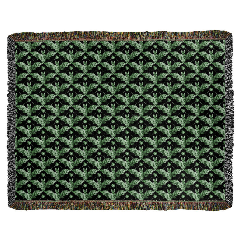 Couverture en coton tissé Katelyn Elizabeth, l 37 po x L 52 po, Vert