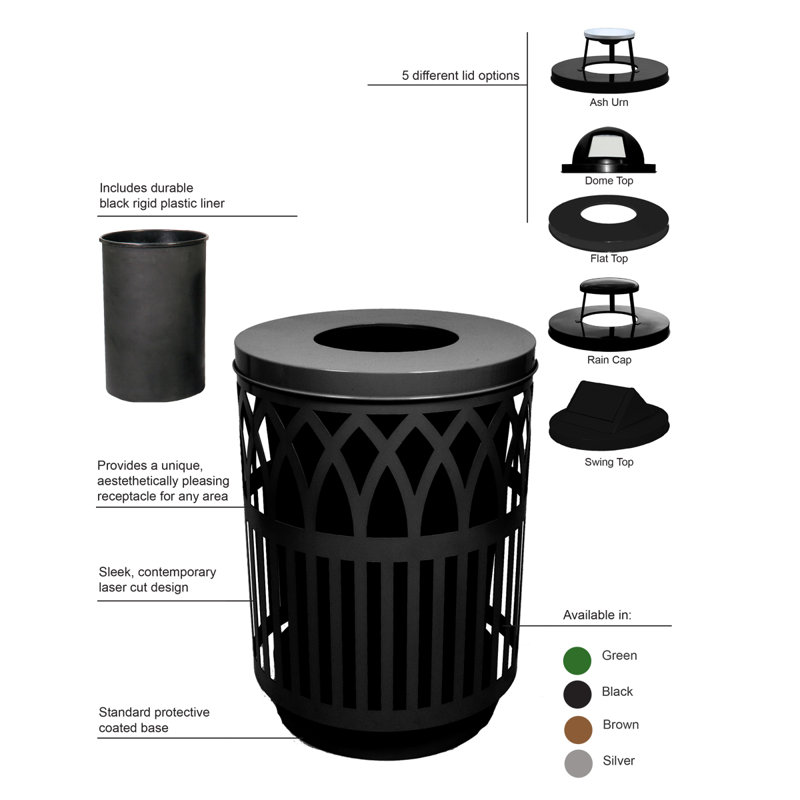 Poubelle à balançoire 40 gallons Covington, Noir