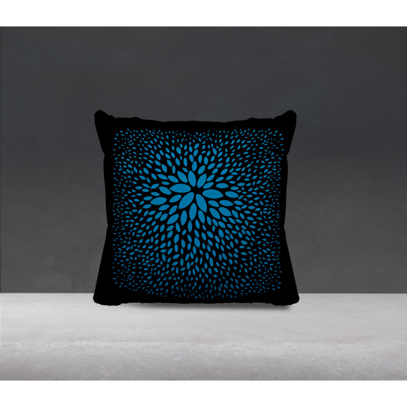 Bavaria Spun Polyester Reversible Throw Pillow, 17"H x 17"W, Turquoise/Black