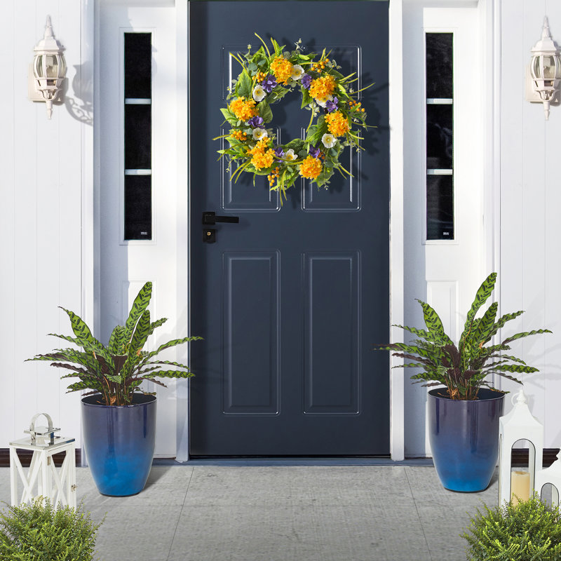 Cobalt Blue Tall Faux Ceramic Planter Set