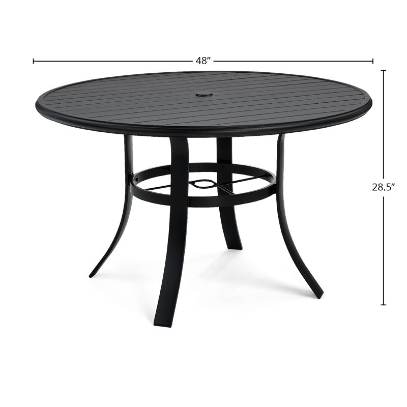 Aluminum Dining Table, Black, 28.5" H x 48" W x 48" D