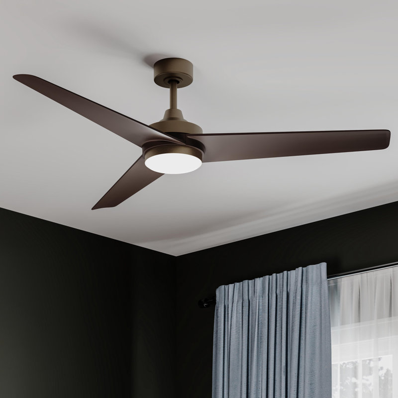 Velto 60" 3-Blade Indoor Heritage Brushed Bronze Smart Ceiling Fan with LED and Wall Control Powered by Bond Home App