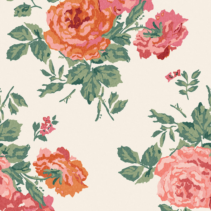 Cath Kidston Archive Rose Floral Wallpaper, Pink