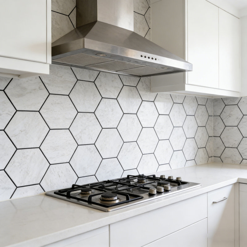 Nature 8 in. x 8 in. Wood Look Glass Straight Edge Large Format Hexagon Decorative Kitchen & Bathroom Wall Tile