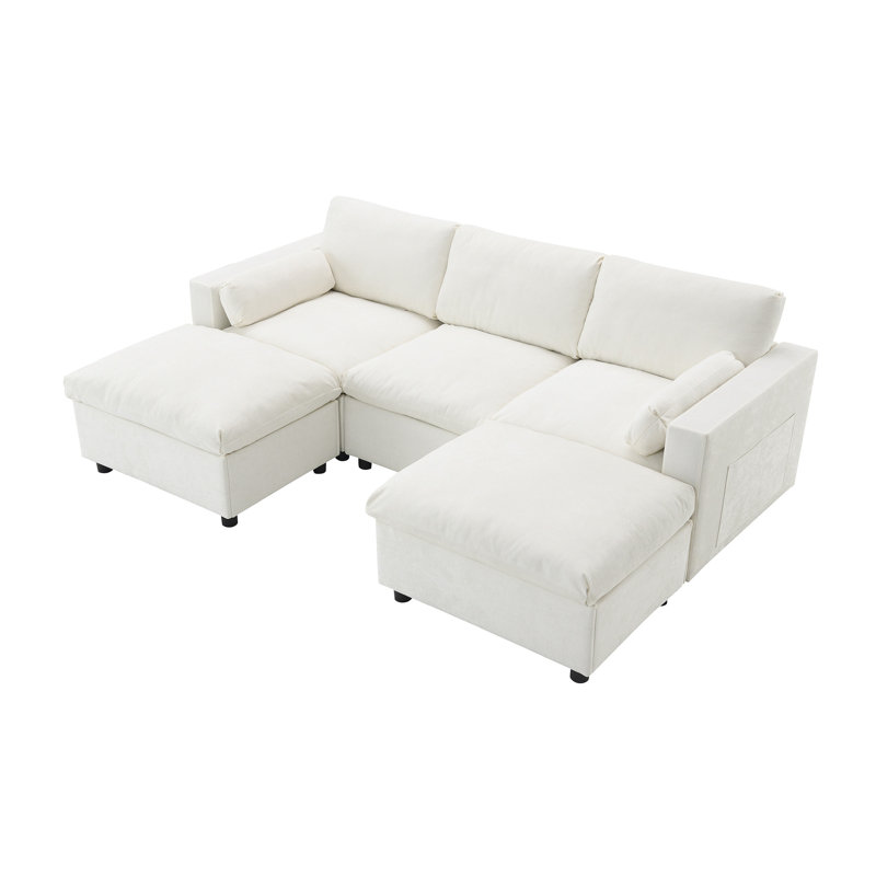 Canapé modulaire 86,5 po Chenille, Blanc