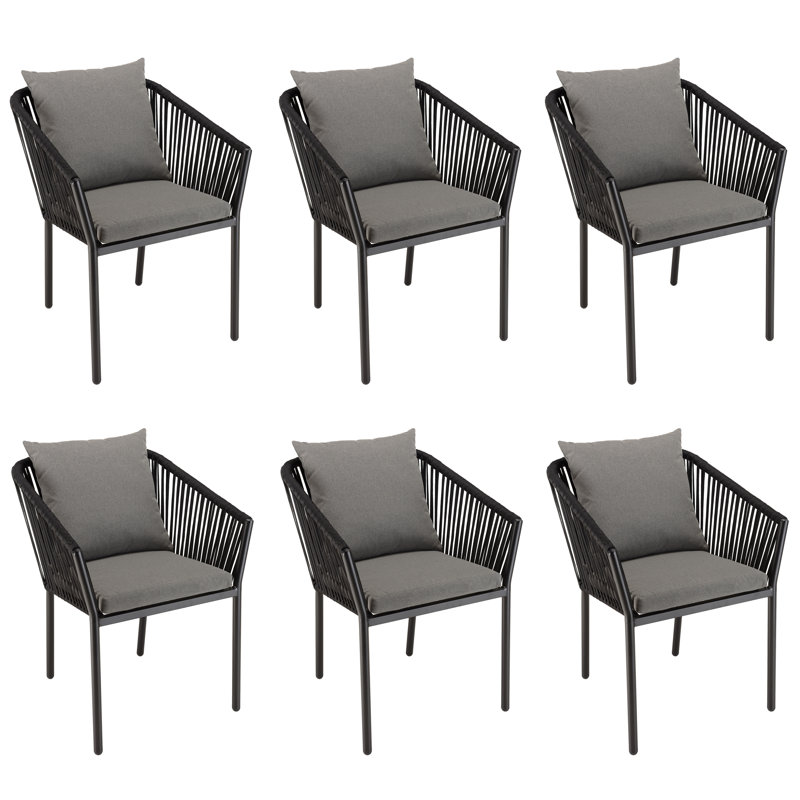 Macedon Patio Dining Armchair with Cushion, Anthracite Grey, Black