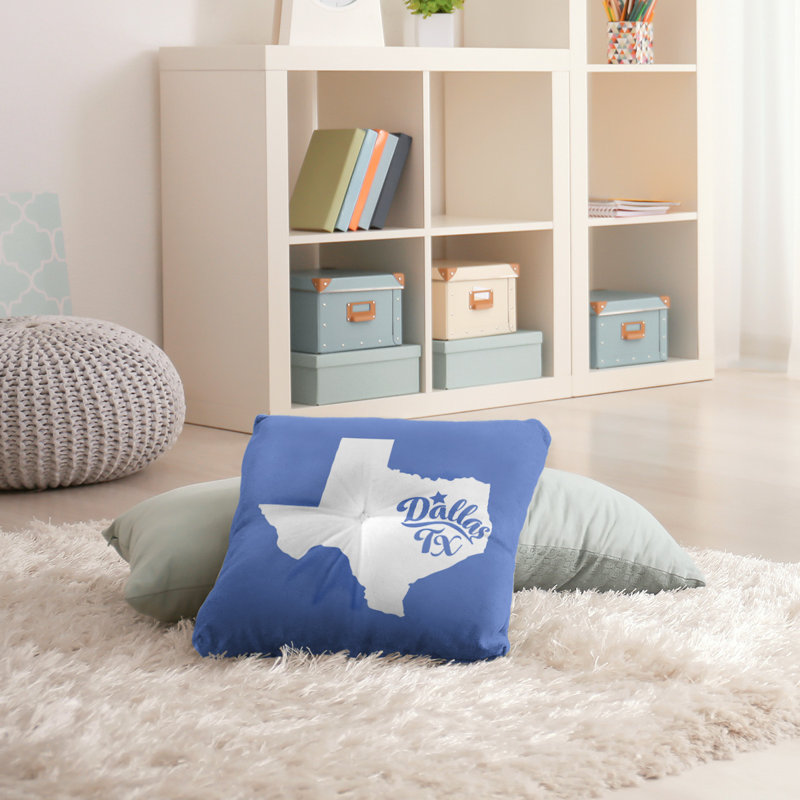 Coussin de plancher touffeté, 26 po x 26 po, Bleu, Dallas
