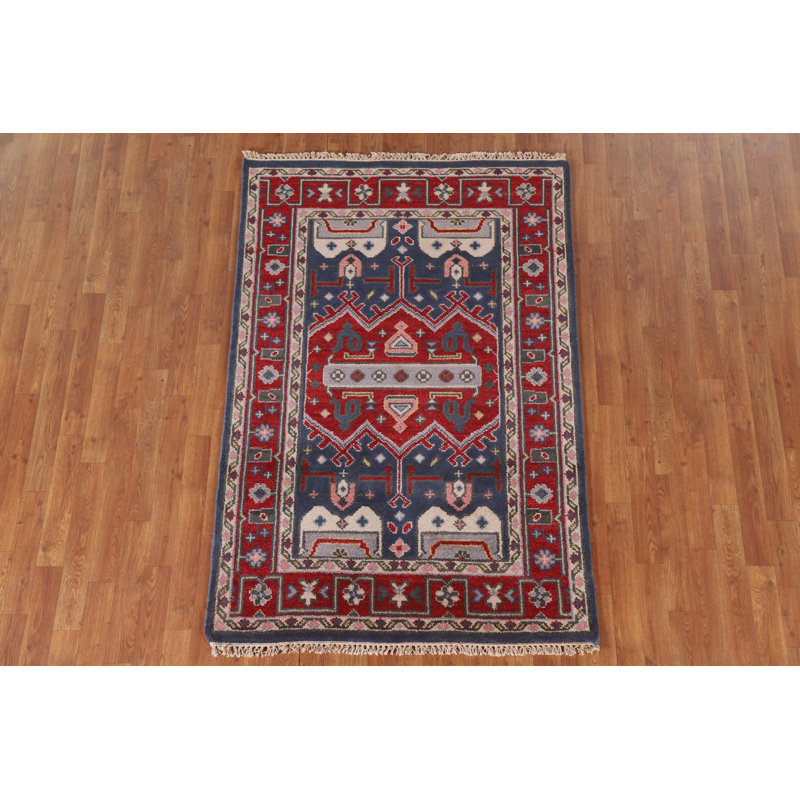 Navy Blue & Red Traditional  Oriental Rug 4x6