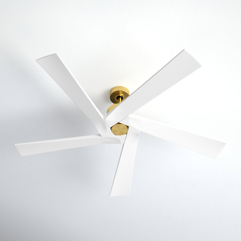 Adalai Ceiling Fan, Burnished Brass with Matte White Blades, 70 inches