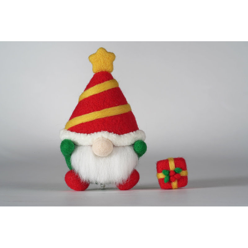 Trousse de feutrage d'aiguilles de gnome rouge. Ensemble de bricolage en laine Wizardi F07N8-491