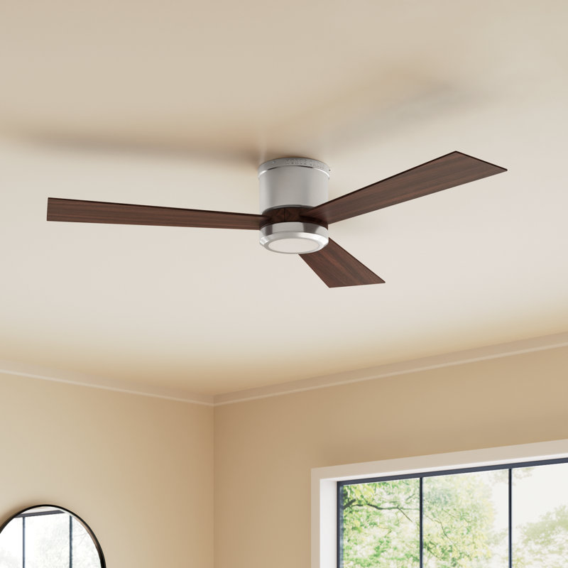 Rodrick Ceiling Fan with LED Lights, 56 inches, Brushed Steel with Silver/Walnut Blades