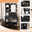 Table de coiffeuse avec miroir, lumières à DEL réglables, prise de courant, support pour sèche-cheveux et tabouret en noir - conception américaine pour la chambre à coucher, espaces compacts idéaux, + douille en verre-131299655