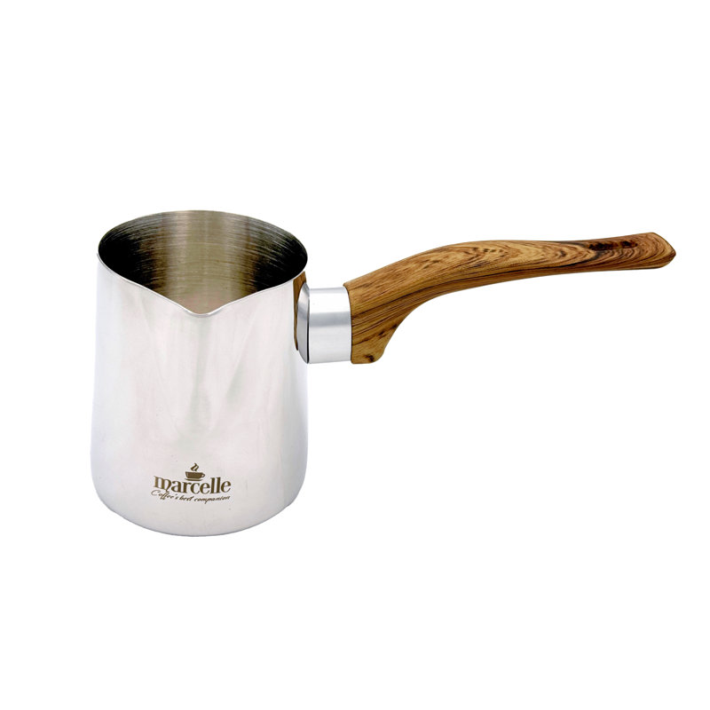 Marcelle Stainless Steel Milk/Coffee  Warmer/Frothing Pitcher, 3.75" H x 7.75" W x 3" D
