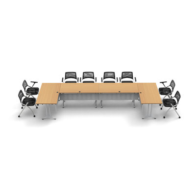 8 Person Training Meeting Seminar Tables with Modesty Panels and 8 Chairs Complete Set