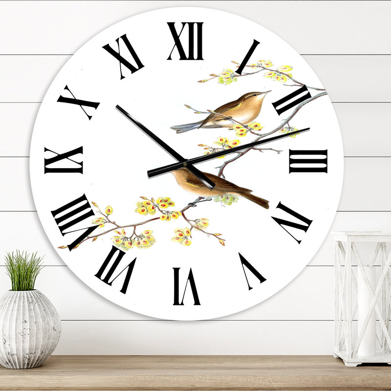 Petits oiseaux sur les branches d'arbre II - Horloge murale traditionnelle, Petit