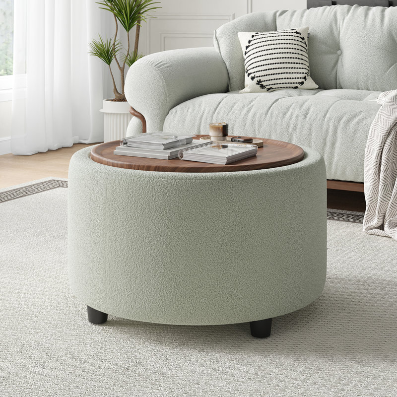 Table basse ronde avec rangement 28,1 "Teddy, Vert menthe
