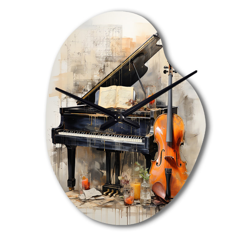 Music Melancholy Melody Subdued - Grande sculpture d'horloge murale noire en forme de poire, Petit