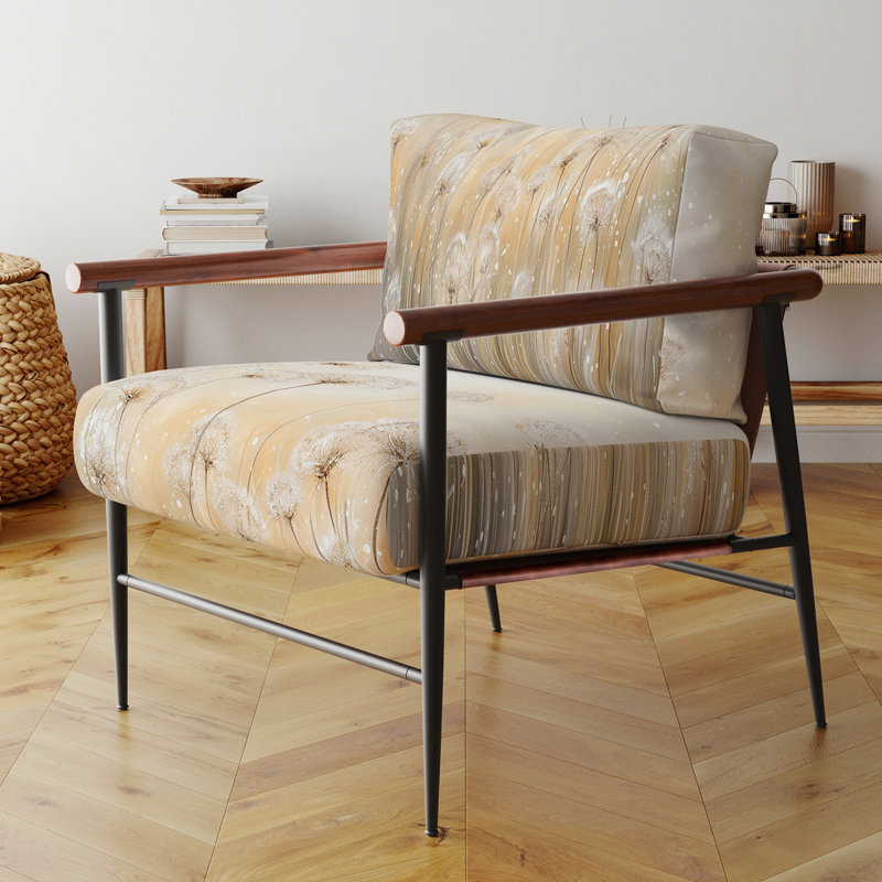 Dandelion Field Breeze - Chaise rembourrée Farmhouse, fauteuil Flower Field, Noir