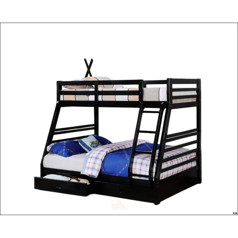 Twin Over Full Transitional Bunk Bed, Black, Twin Over Full