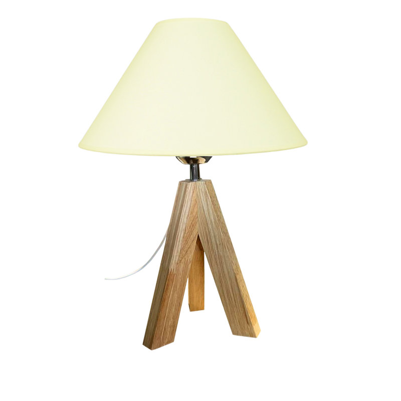 Rucki Wood Tripod Lamp, Beige