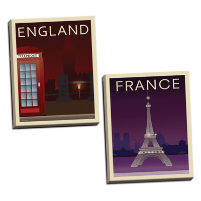 " Telephone Box And Eiffel Tower " by Incado 2 - Pieces
