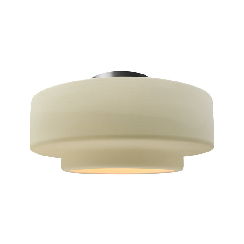 Plafonnier semi-encastré Radiance, H 8 po x l 16,5 po x P 16,5 po, Vanille lustrée, Nickel brossé