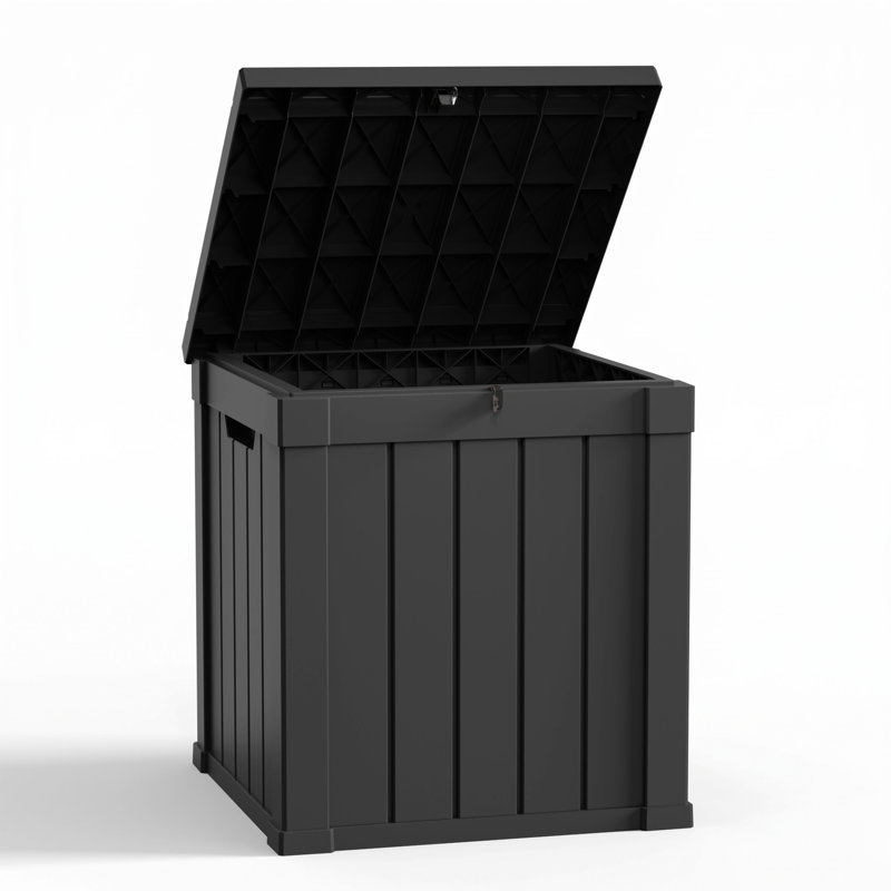 Boîte de rangement en plastique 50 gallons avec couvercle, rangement résistant aux intempéries pour meubles de patio, jouets de piscine et outils de jardin