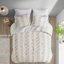 Ensemble d'édredon en jacquard de coton 3 pièces ivoire-113361347