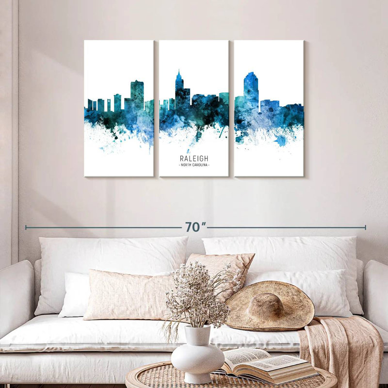Rorry Raleigh North Carolina Skyline VII, 28" H x 45" W