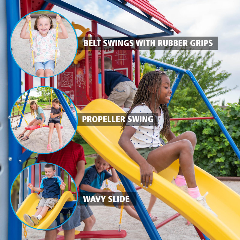 Lifetime Powder Coated Steel Swing Set with 2 Swing(s) , 1 Slide(s), Red/Blue/Yellow
