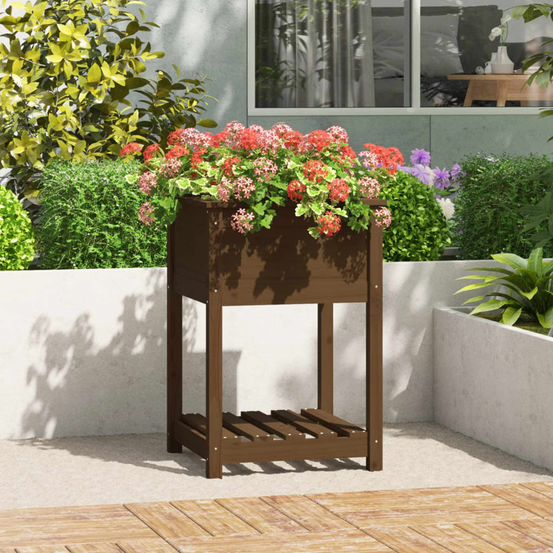 Aalap Wood Raised Garden Bed, Brown, 81cm H x 54cm W x 54cm D