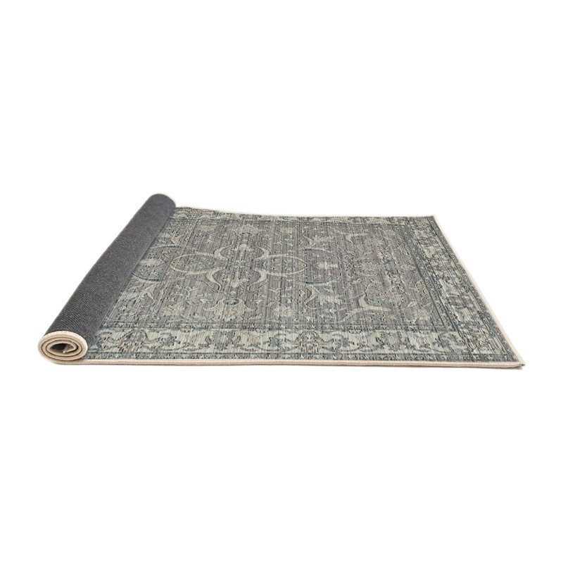 Tapis contemporain beige / gris, Rond 7 pi