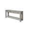Table de canapé avec table de rangement en bois massif rustique blanc antique et tablette ouverte.